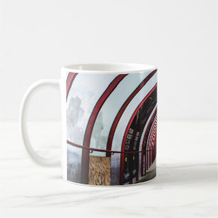 LEERER ROT-WEIßER GLASTUNNEL KAFFEETASSE
