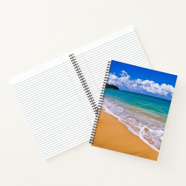 Leerer Strand und blaues Wasser Notizbuch (Innenseite)