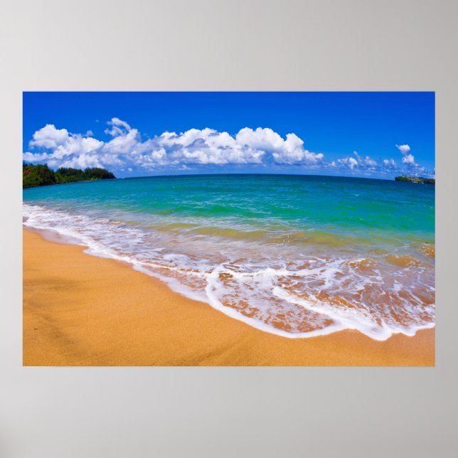 Leerer Strand und blaues Wasser Poster (Vorne)
