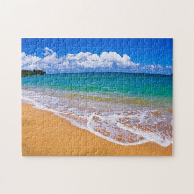 Leerer Strand und blaues Wasser Puzzle (Horizontal)