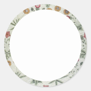 Leeres beiges und grünes florales Etikett Runder Aufkleber