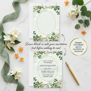 Leeres Budget Eukalyptus Gold- und Vogelhochzeit Einladung
