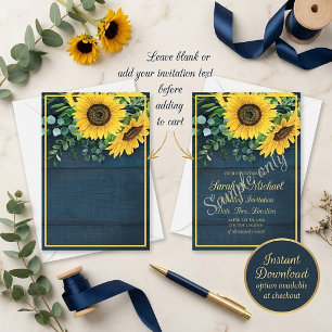 Leeres Budget Land Sonnenblumen Hochzeit Einladung