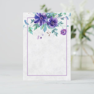 Leeres Budget Lila Aquarell Blumen Hochzeit In Einladung