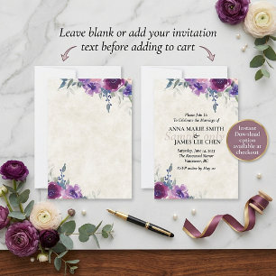 Leeres Budget lila und mauve Blumen Hochzeit  Einladung