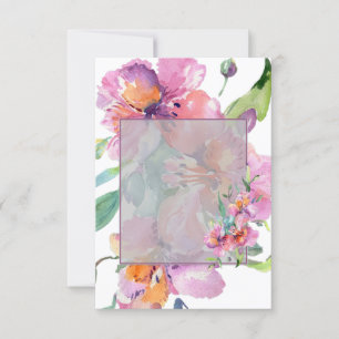 Leeres Budget Pink und lila florale Hochzeit  Einladung