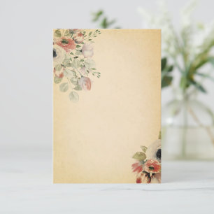 Leeres Budget rosa floral auf Pergament-Hochzeit  Einladung