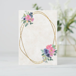 Leeres Budget Rosa und blaue Blumenhochzeit  Einladung