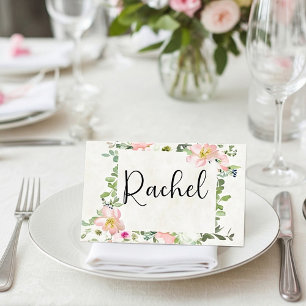 Leeres Budget Schöne rosa florale Rahmenhochzeit Platzkarte
