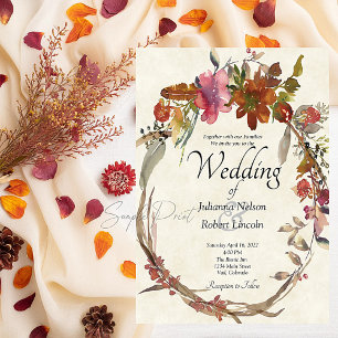 Leeres Budget Watercolor Boho Blumenhochzeit  Einladung