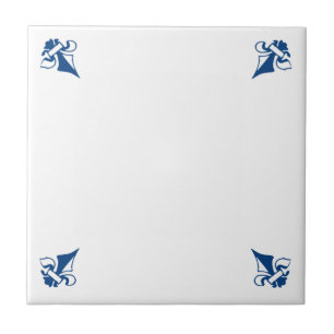 Leeres Delft Blau und Weiß mit Fleur-de-Lis-Ecken Fliese