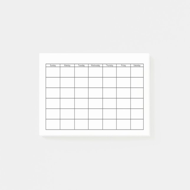 Leeres Kalender-Gitter Post-it Klebezettel (Vorderseite)