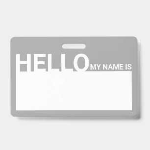 Leeres modernes hallo mein Name ist grau Ausweis