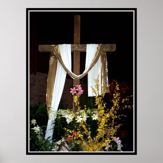 Leeres Osterkreuz der Auferstehung Jesu Poster (Vorne)