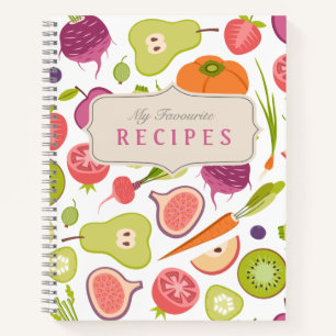 Leeres Rezept mit Obst und Gemüse Notizbuch