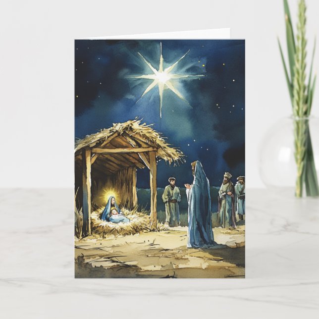 Leerseite | Watercolor Nativity Scene Karte (Vorderseite)