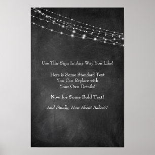 Leerzeichen mit/ Khalkboard Text- und Lichtzeichen Poster