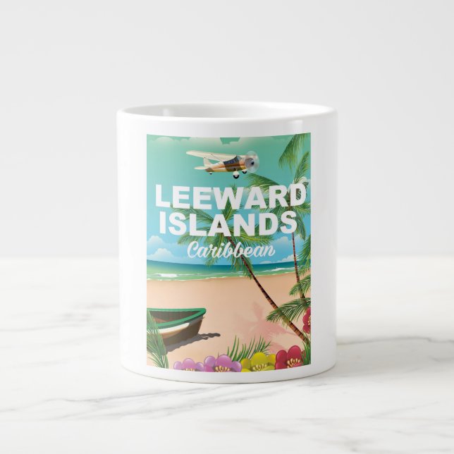 Leeward Islands Retroposter Jumbo-Tasse (Vorderseite)
