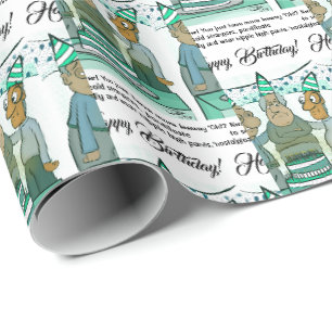 Leeway Senior Birthday Wrapping Paper Geschenkpapier