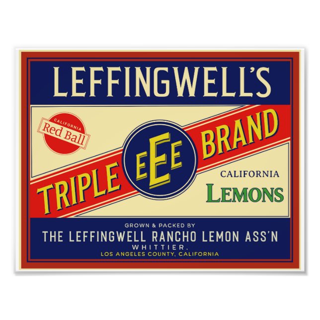 LEFFINGWELL KALIFORNIEN LEMONS VON WHITTIER CA FOTODRUCK (Vorne)