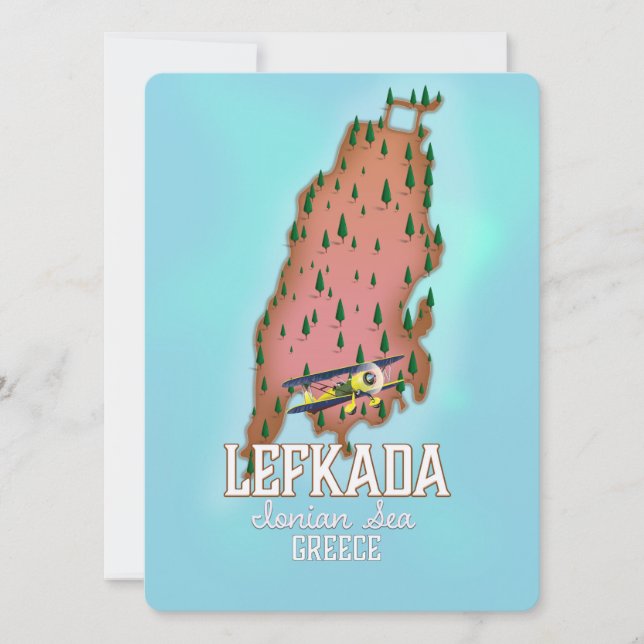 Lefkada Griechenland Reiseplakat. (Vorderseite)