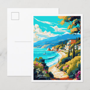 Lefkada Griechenland Vintage-Reiseillustration Postkarte