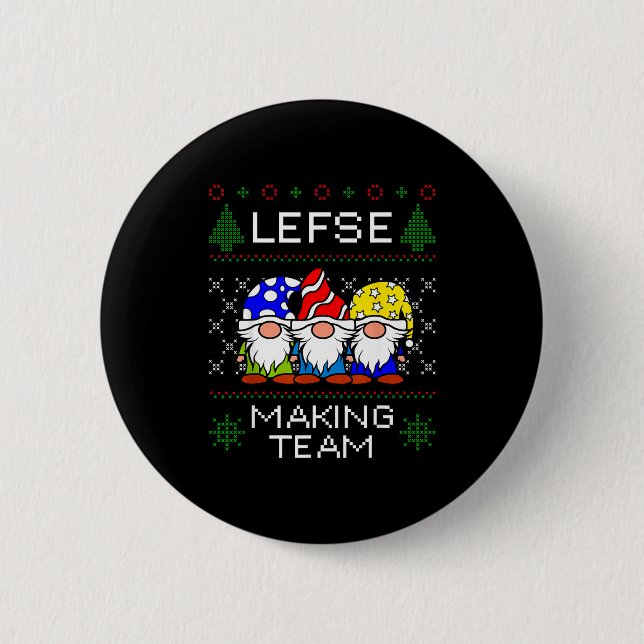 Lefse Making Team Ugly Christmas Sweater  Button (Vorderseite)