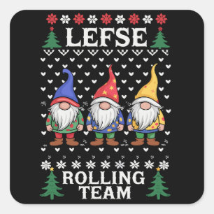 Lefse Rollendes Team Weihnachtsback Gnom Xmas Quadratischer Aufkleber