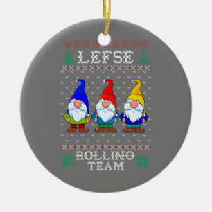 Lefse Rolling Team, Christmas Baking Tomte Gnome Keramik Ornament