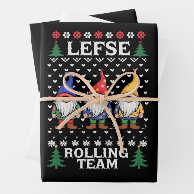 Lefse Rolling Team Weihnachtsgebäck Gnome Xmas Geschenkpapier Set (Beispiel)