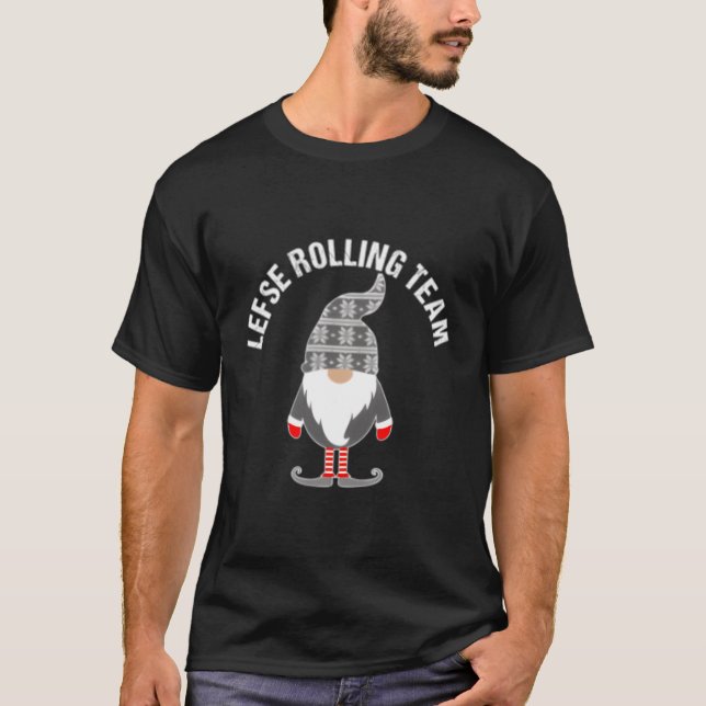 Lefse Rolling Tomte Gnome Skandinavien T-Shirt (Vorderseite)
