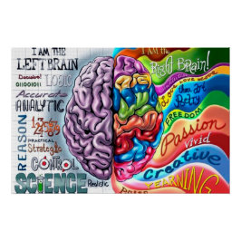 Left and right side of the brain poster
