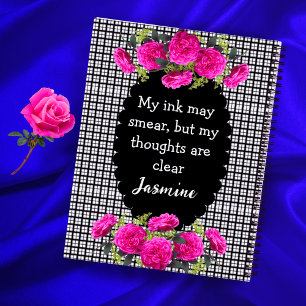 Lefty Girl Gingham Notebook - Funny Floral + Name Notizbuch