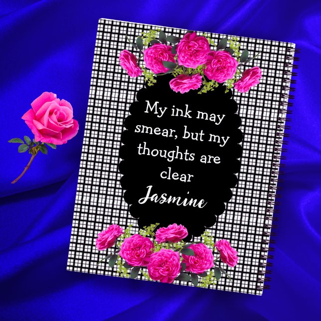 Lefty Girl Gingham Notebook - Funny Floral + Name Notizbuch (Von Creator hochgeladen)