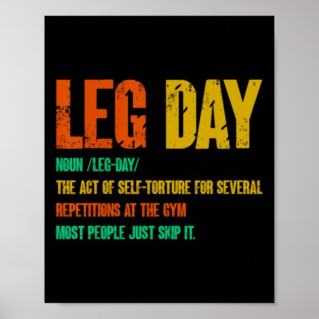 Leg Day Definition Gym Pump Oversified Gym Workout Poster (Vorne)