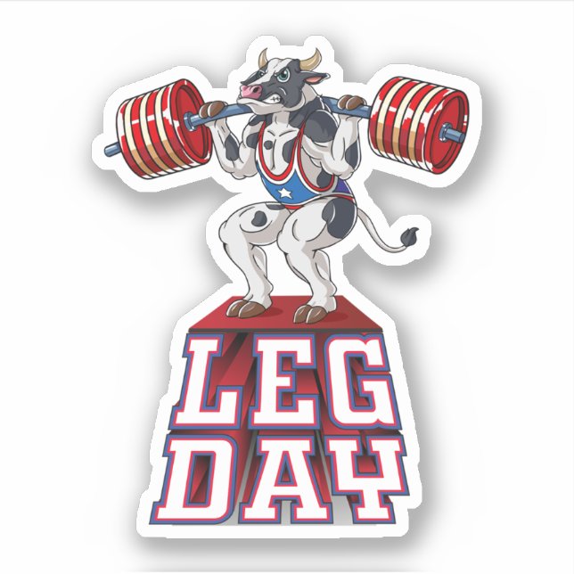 Leg-Day Kuh Gewicht Lifting Squat Gym. Perfect des Aufkleber (Vorderseite)