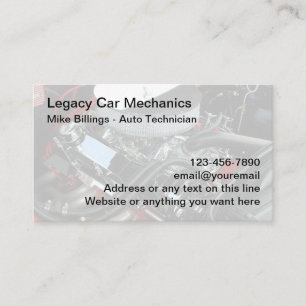 Legacy Automotive Retro-Automechaniker Visitenkarte
