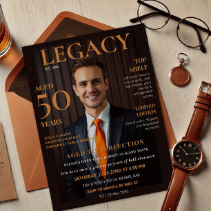 Legacy Birthday Design for Ihm - Whiskey Label Einladung