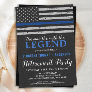 Legacy Police Retirement Party Thin Blue Line Flag Einladung
