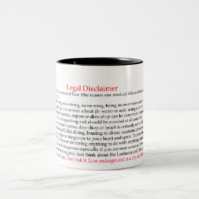 Legal Disclaimer Zweifarbige Tasse (Mittel)