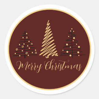 legant Merry Christmas Tree Design | Holiday Stick Runder Aufkleber