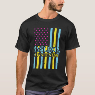 Legasthenie-Bewusstsein Lehrer Therapeut USA-Flagg T-Shirt