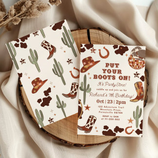 Lege deine Stiefel auf die Geburtstagsparty von Ro Einladung