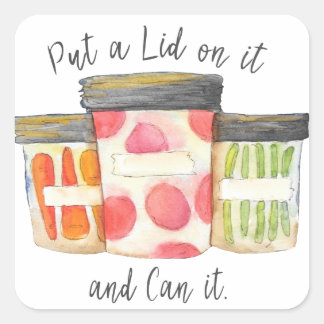 Lege eine Lid darauf und Can it! Quadratischer Aufkleber
