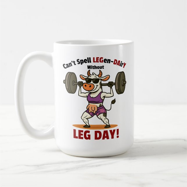 Legen-Dairy Leg Day – Funny Cow Squat Workout Kaffeetasse (Links)