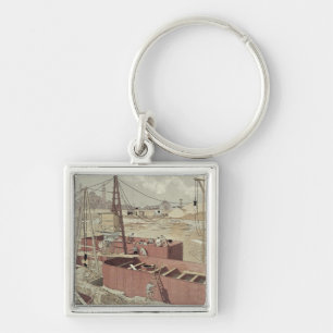 Legen der Grundsteine für den Eiffelturm Schlüsselanhänger