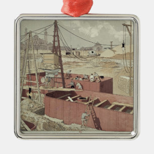 Legen der Grundsteine für den Eiffelturm Silbernes Ornament