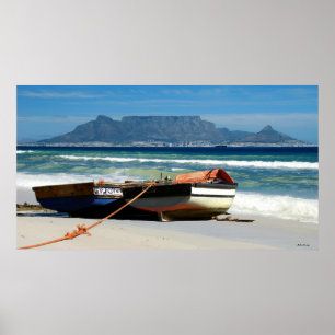 Legen Sie Berg u. Fischerboote, Cape Town, RSA ver Poster
