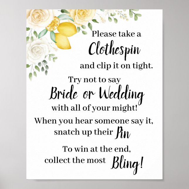 Legen Sie ein Kleidungsstück Button Lemons & Rose  Poster (Vorne)