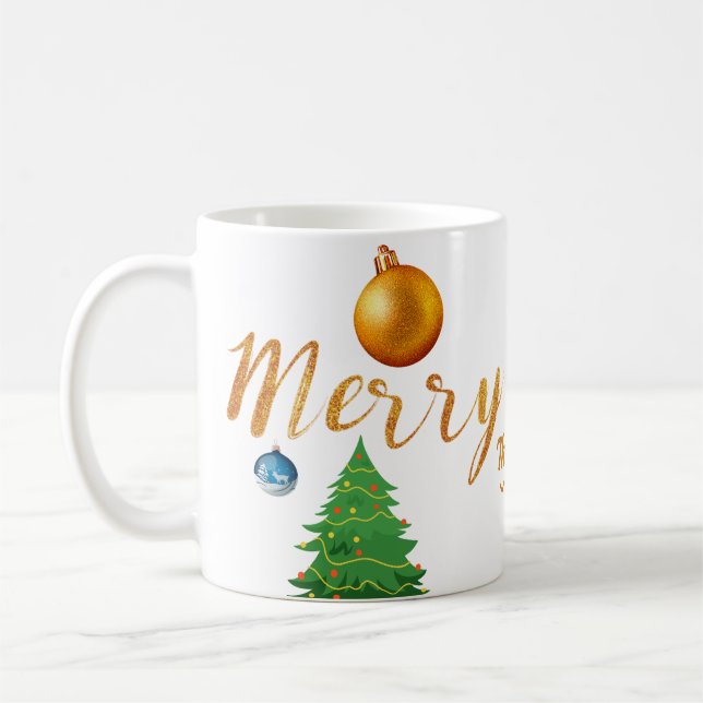 Legen Sie Ihr Foto und Ihren Namen zu Weihnachten  Kaffeetasse (Links)